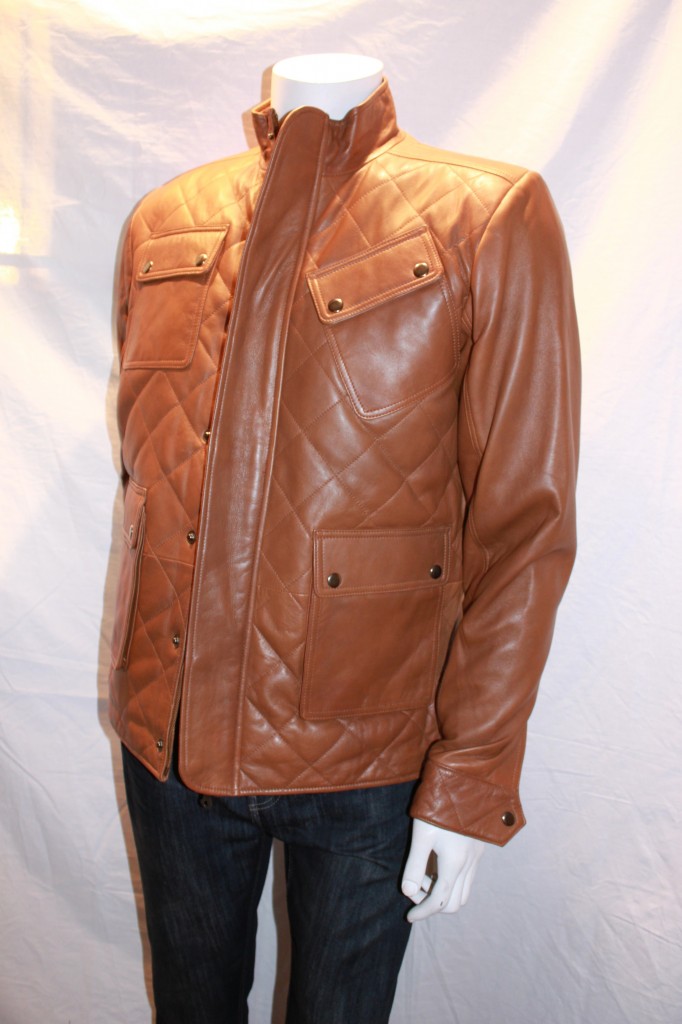 Mens Quilted Stitched Leather Jacket Available In Tan Navy And Black Radford Leather 