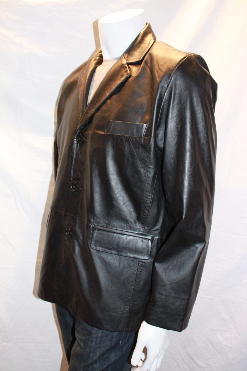 Men's 3 Button Classic Leather Blazer - available in Black - Radford ...