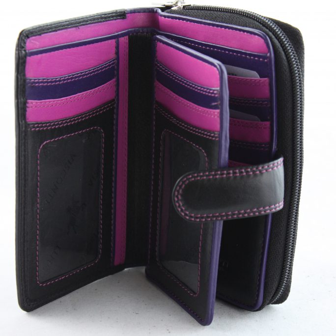 Multi Compartment Soft Leather Purse Wallet For Ladies - Berry