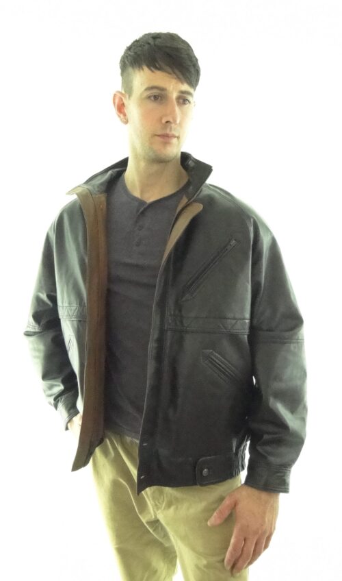 Men’s 2-Tone Leather Jacket- Black with Tan trim – Radford Leather ...